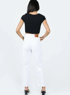 Princess Polly Leta Straight Leg Denim Jeans White Flash Sale