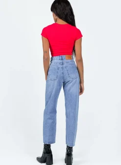 Princess Polly Leta Straight Legjeans Mid Blue   Denim Store