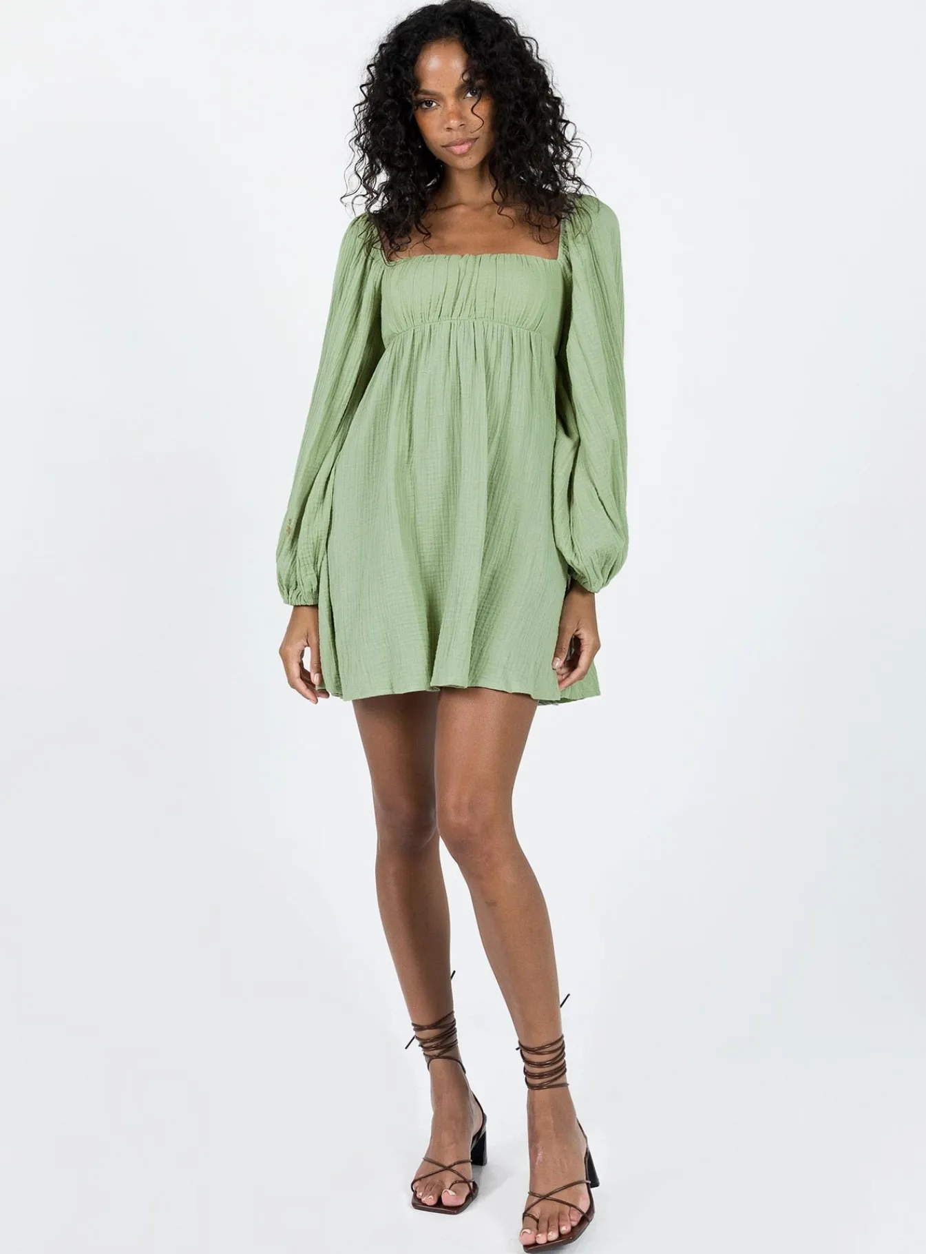 Princess Polly Let'S Dance Long Sleeve Mini Dress Sage New