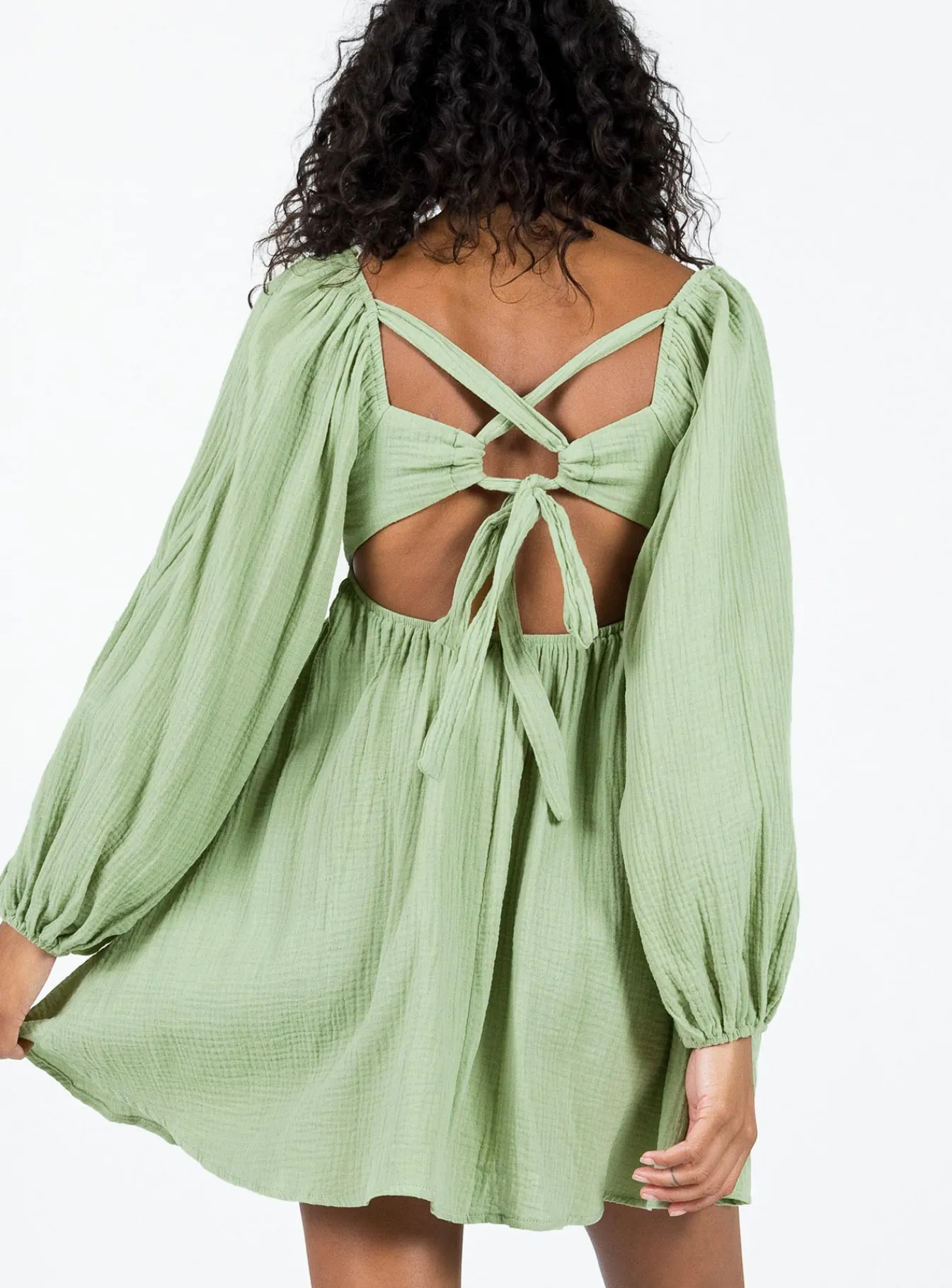 Princess Polly Let'S Dance Long Sleeve Mini Dress Sage New