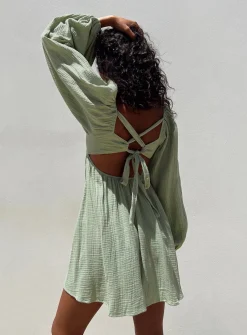 Princess Polly Let'S Dance Long Sleeve Mini Dress Sage New