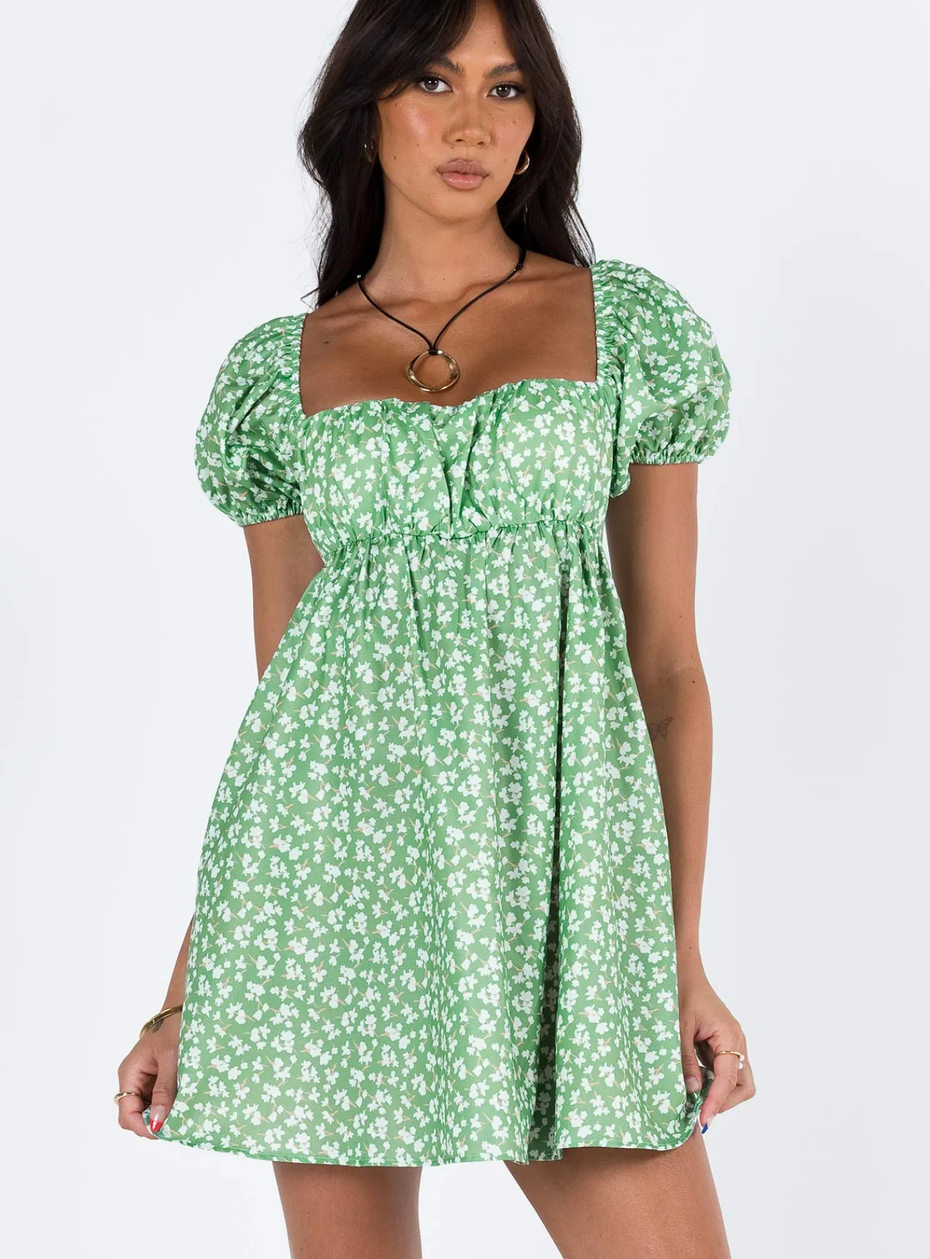 Princess Polly Let'S Dance Mini Dress Green Floral Hot