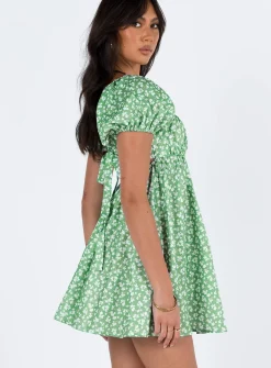 Princess Polly Let'S Dance Mini Dress Green Floral Hot