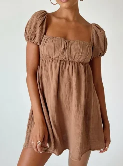 Princess Polly Let'S Dance Mini Dress  Brown New