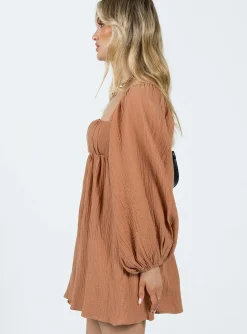 Princess Polly Let'S Dance Mini Long Sleeve Dress Rust   Orange Sale