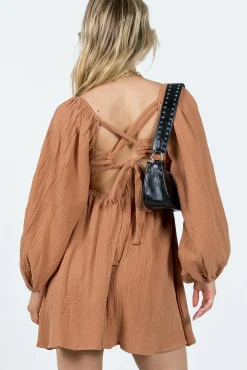 Princess Polly Let'S Dance Mini Long Sleeve Dress Rust   Orange Sale
