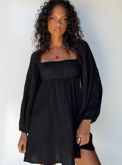 Princess Polly Let'S Dance Mini Long Sleeve Dress  Black Flash Sale