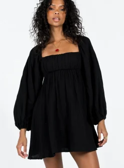 Princess Polly Let'S Dance Mini Long Sleeve Dress  Black Flash Sale