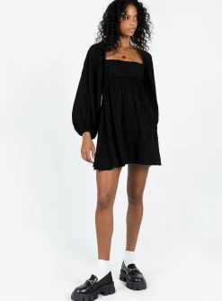 Princess Polly Let'S Dance Mini Long Sleeve Dress  Black Flash Sale