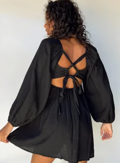 Princess Polly Let'S Dance Mini Long Sleeve Dress  Black Flash Sale
