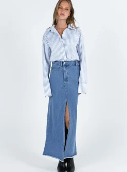 Princess Polly Letters To You Shirt Blue Stripe Online