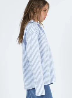Princess Polly Letters To You Shirt Blue Stripe Online