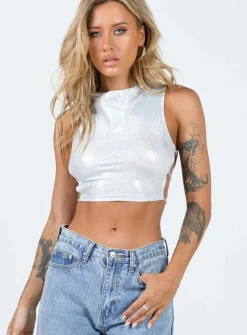 Princess Polly Levins Top  Silver Sale