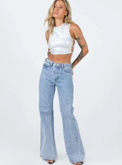 Princess Polly Levins Top  Silver Sale