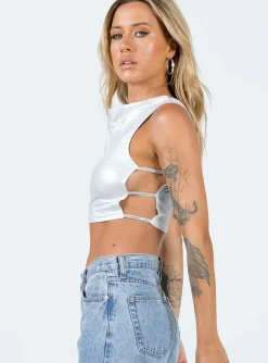 Princess Polly Levins Top  Silver Sale