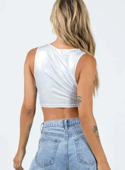 Princess Polly Levins Top  Silver Sale