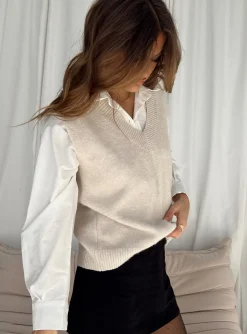 Princess Polly Lexie Sweater Vest Cream Cheap