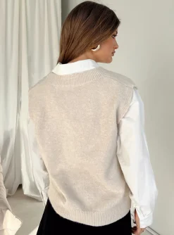 Princess Polly Lexie Sweater Vest Cream Cheap