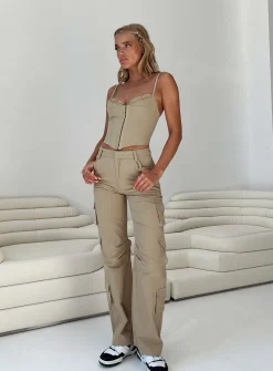 Princess Polly Libbie Pants  Taupe Flash Sale