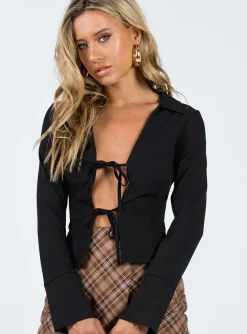 Princess Polly Lida Long Sleeve Top  Black Outlet
