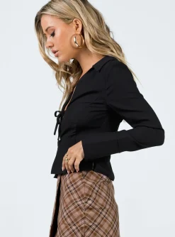Princess Polly Lida Long Sleeve Top Black Outlet