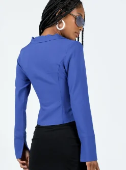 Princess Polly Lida Long Sleeve Top  Blue New