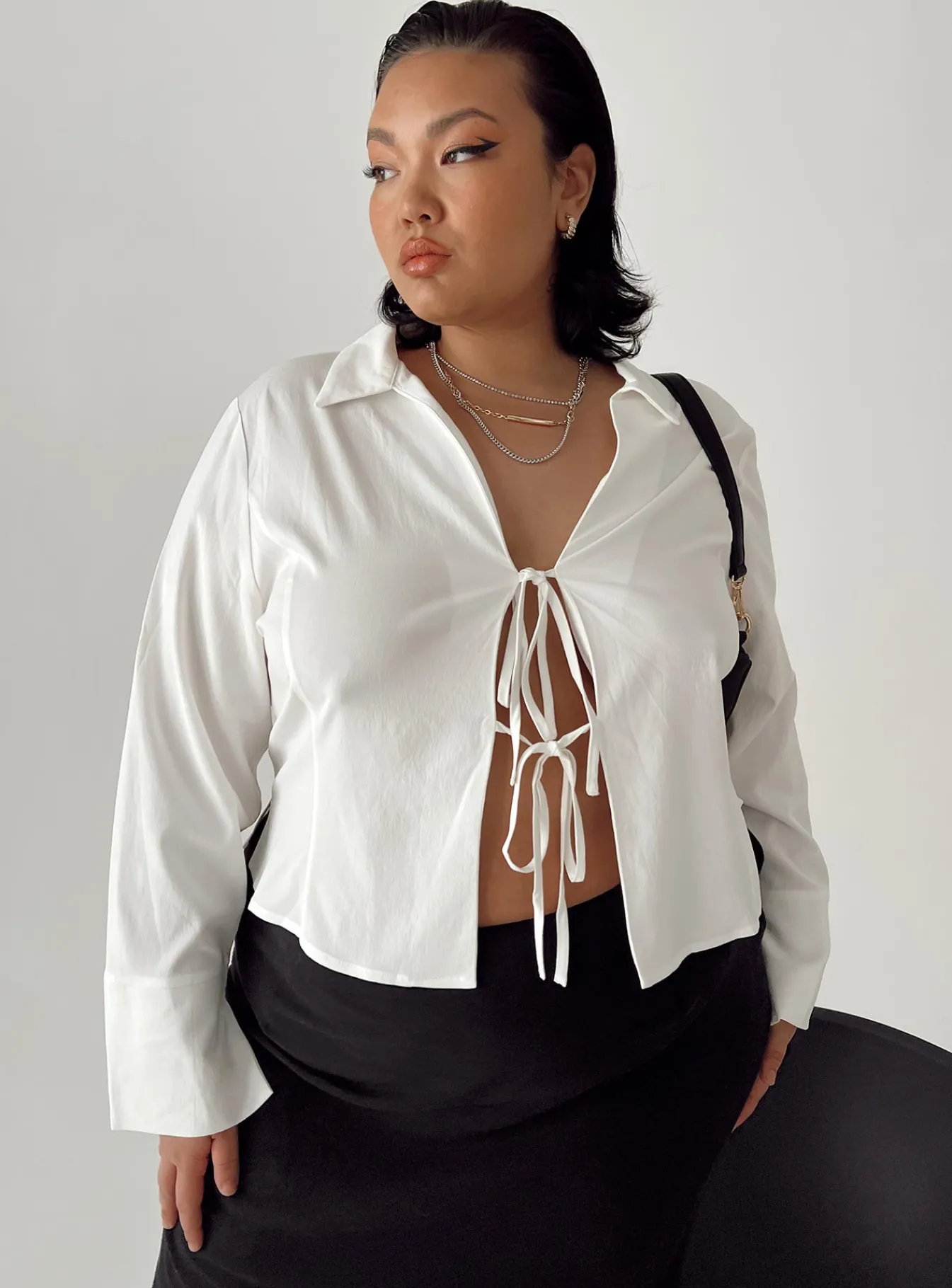 Princess Polly Lida Long Sleeve Topcurve White Sale