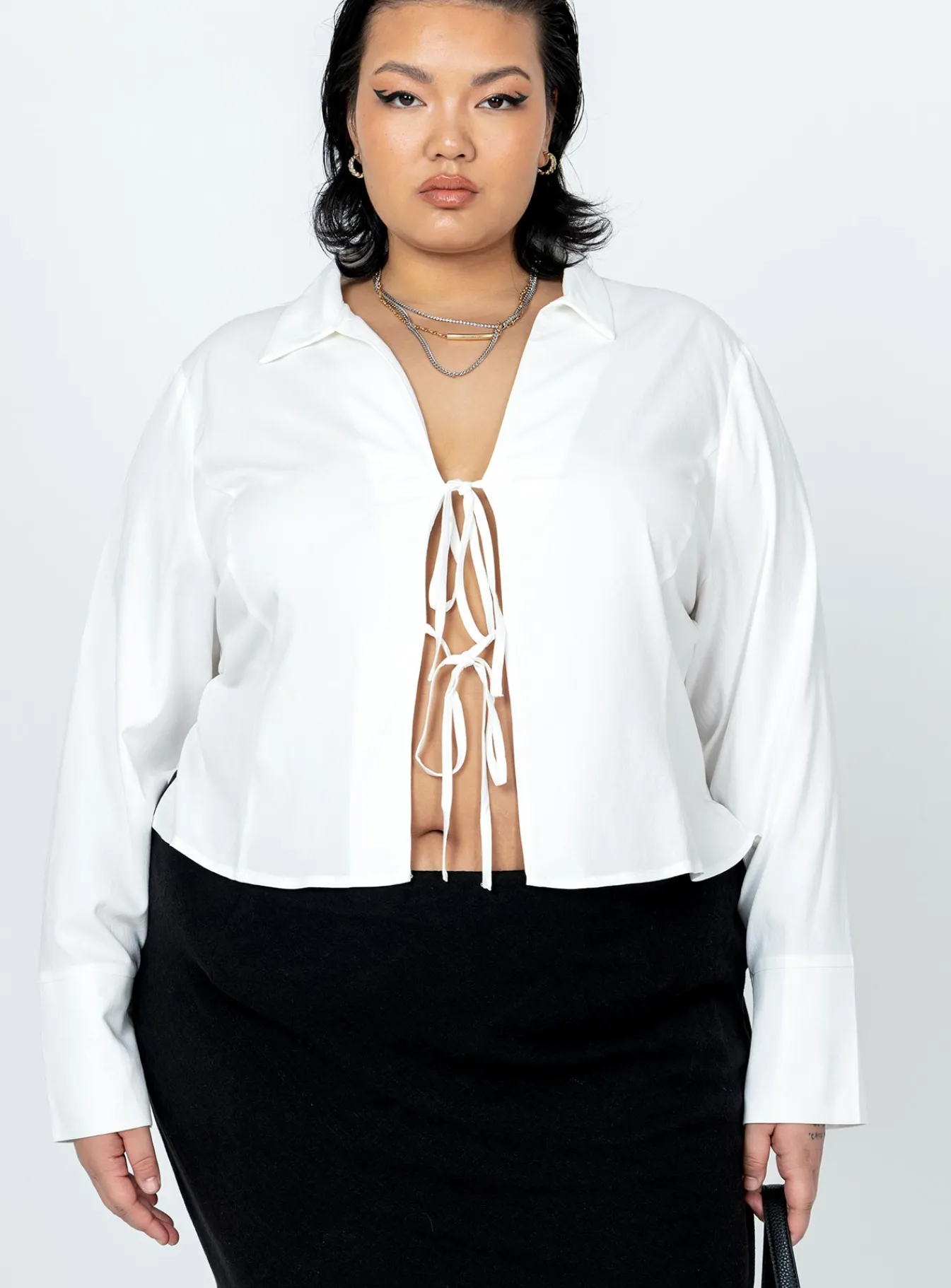 Princess Polly Lida Long Sleeve Topcurve White Sale