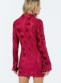 Princess Polly Lila Shirt Dress Burgundy New