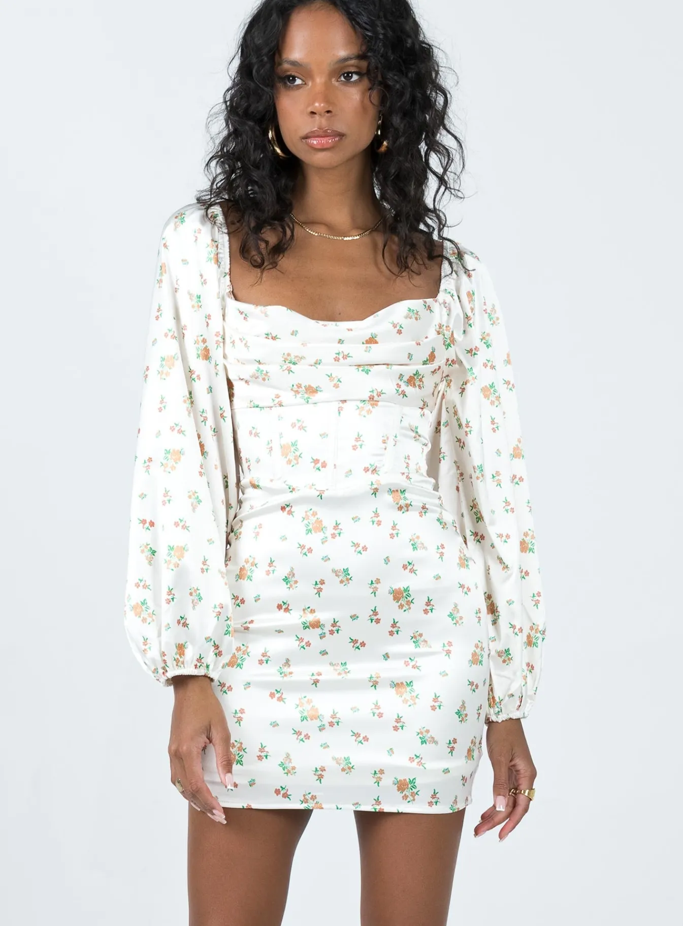 Princess Polly Lillie Long Sleeve Mini Dress Floral Flash Sale