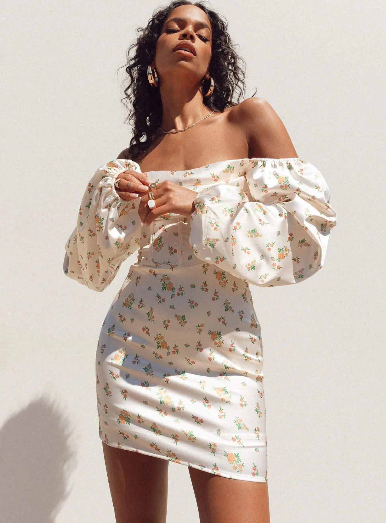 Princess Polly Lillie Long Sleeve Mini Dress Floral Flash Sale