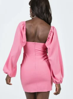 Princess Polly Lillie Long Sleeve Mini Dress Bright  Pink Online