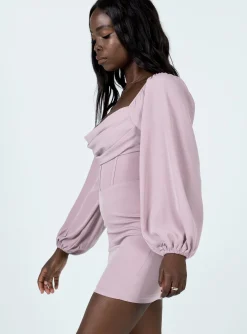 Princess Polly Lillie Long Sleeve Mini Dress  Pink Fashion