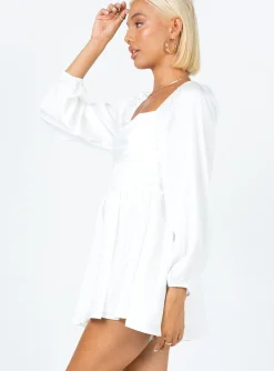 Princess Polly Lillie Long Sleeve Romper  White Sale