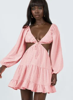 Princess Polly Liloh Long Sleeve Mini Dress  Pink Cheap