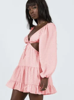 Princess Polly Liloh Long Sleeve Mini Dress  Pink Cheap
