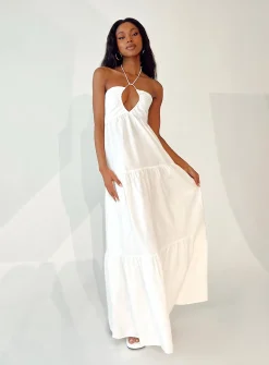 Princess Polly Lincoln Maxi Dress  White Clearance