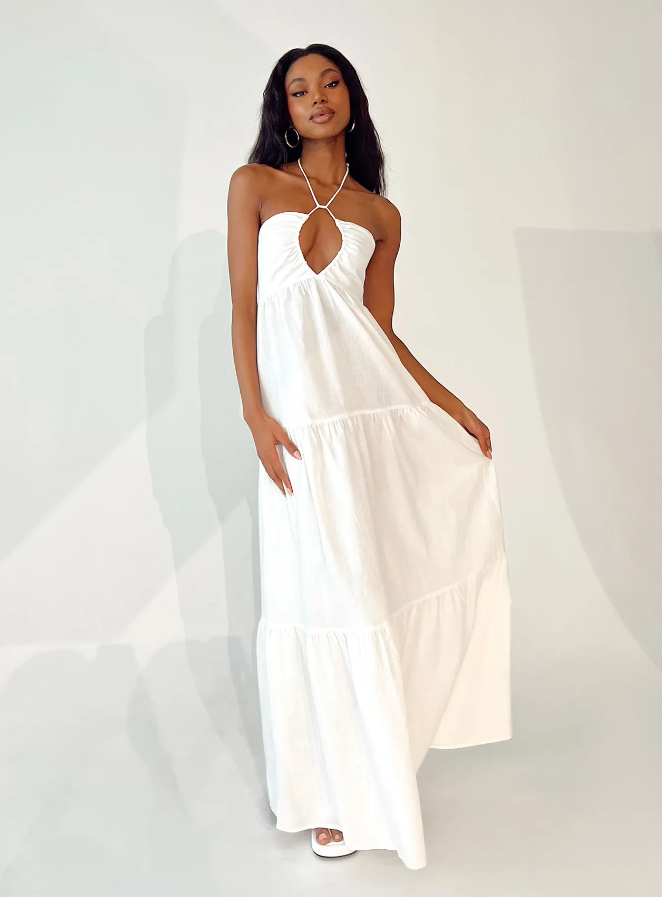 Princess Polly Lincoln Maxi Dress White Clearance