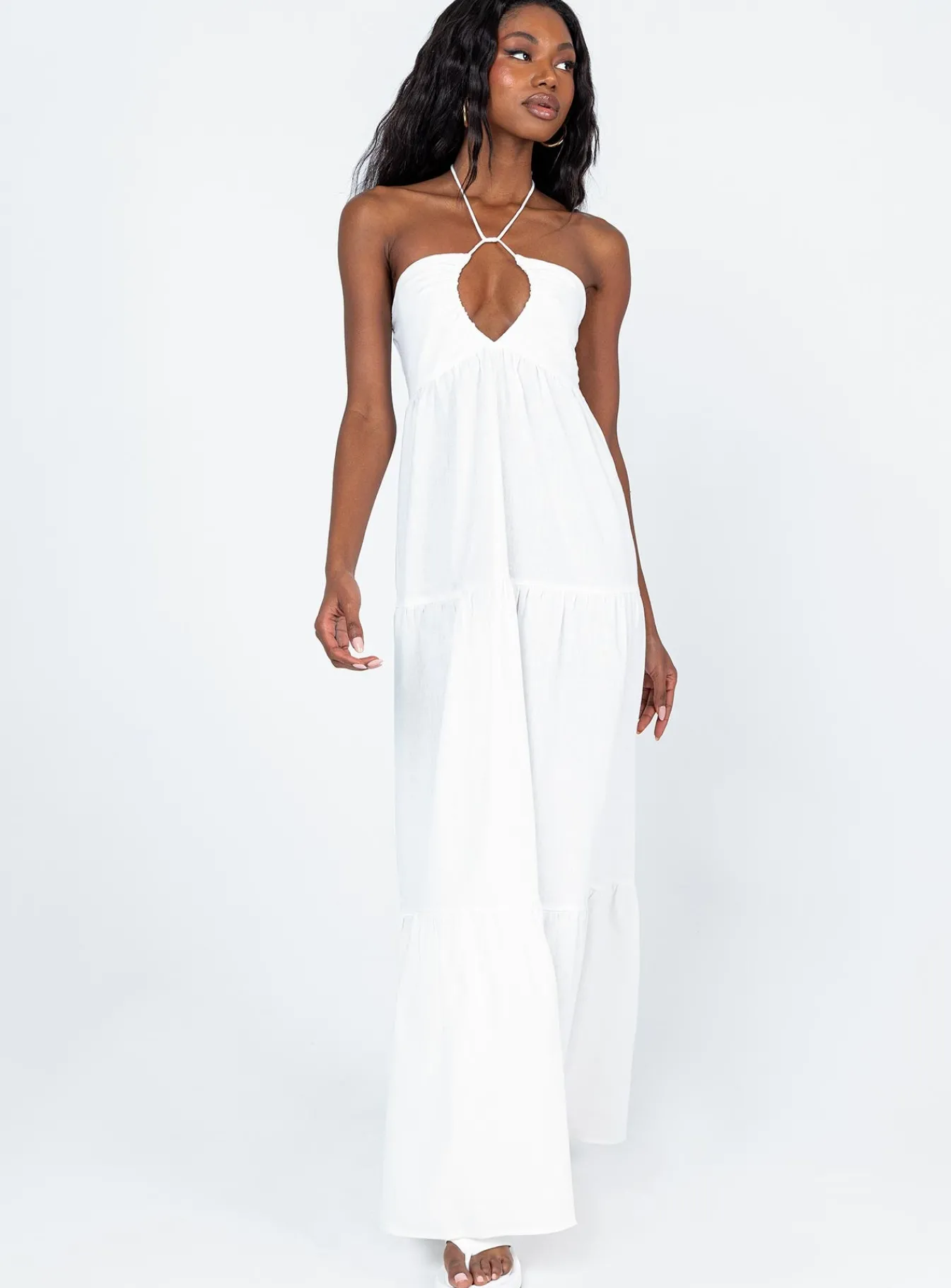 Princess Polly Lincoln Maxi Dress White Clearance