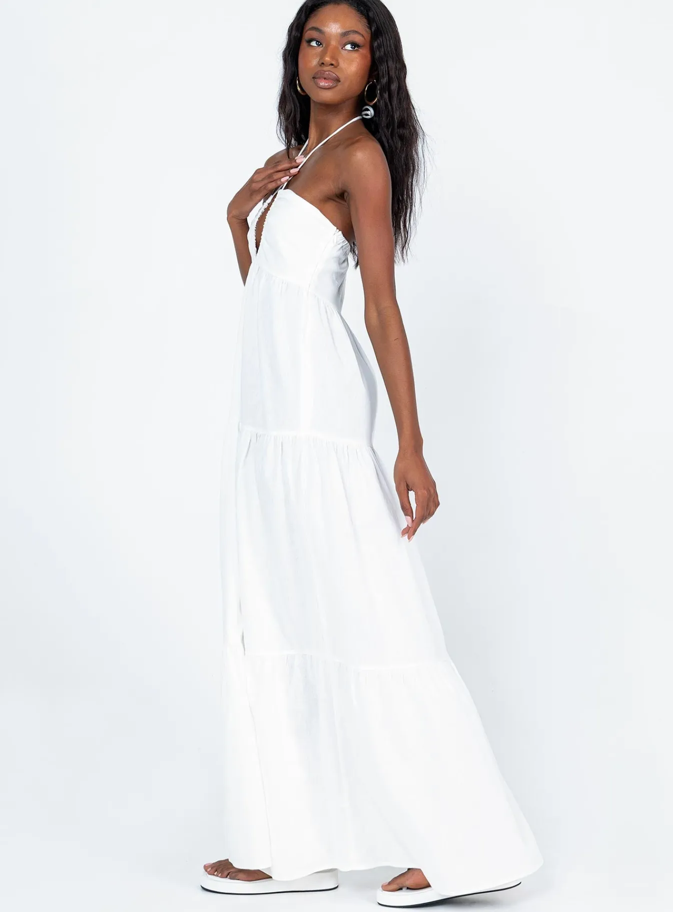 Princess Polly Lincoln Maxi Dress White Clearance