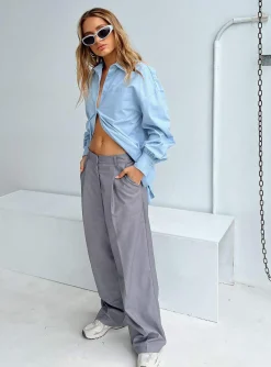 Princess Polly Lindford Shirt  Blue Clearance