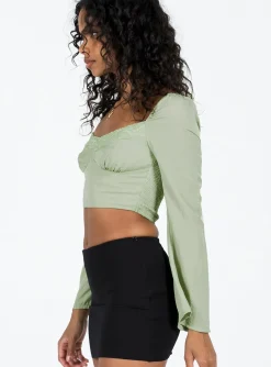 Princess Polly Linero Top Green   Mint Green Hot