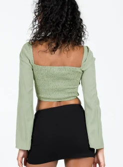Princess Polly Linero Top Green   Mint Green Hot