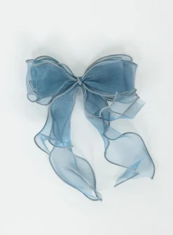 Princess Polly Linney Hair Bow  Blue Clearance