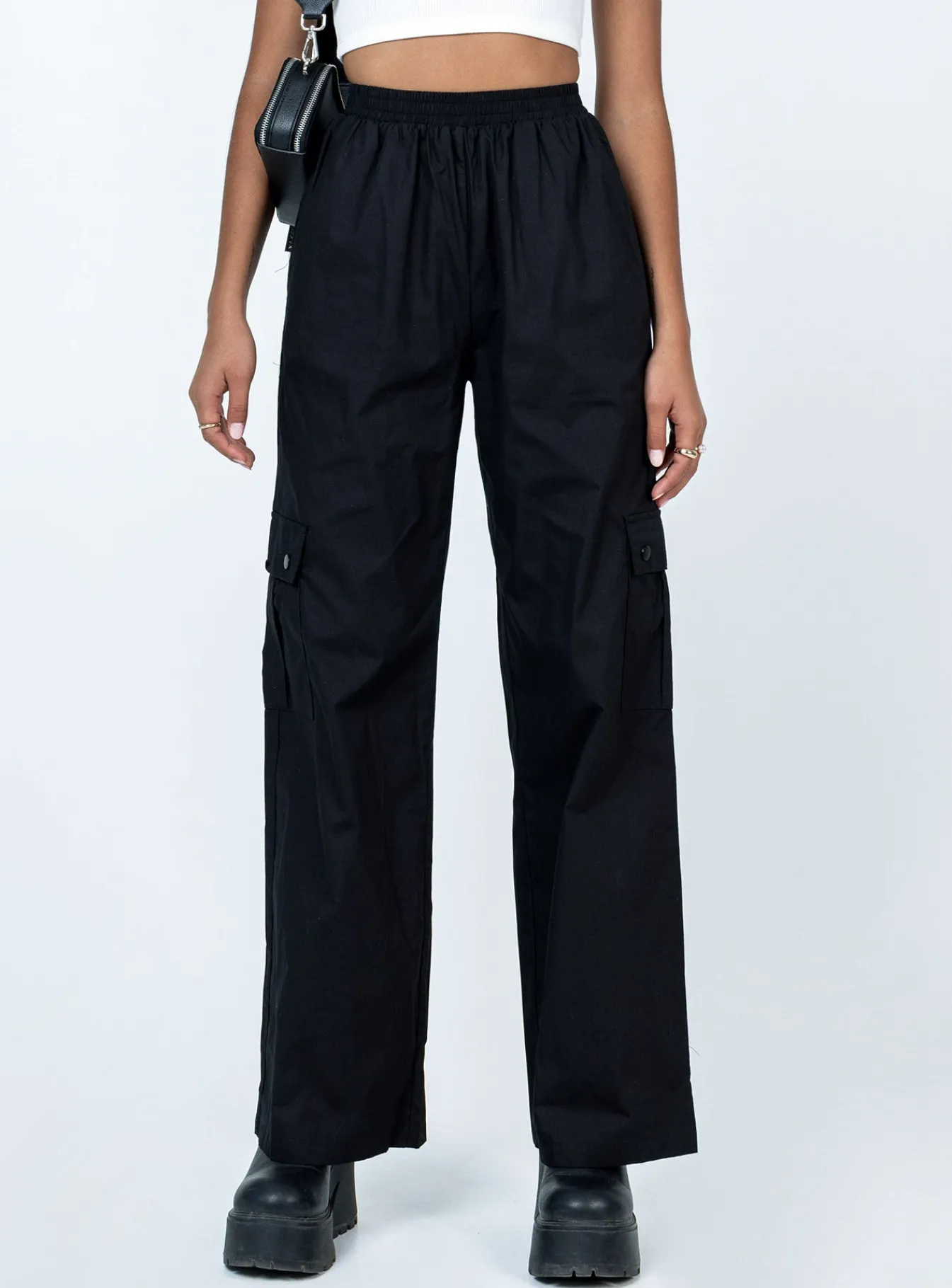 Princess Polly Lista Elastic Pocket Pants Black Best