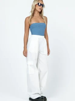 Princess Polly Lista Elastic Pocket Pants  White Clearance