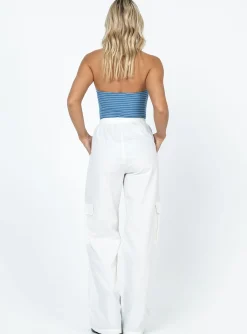 Princess Polly Lista Elastic Pocket Pants  White Clearance