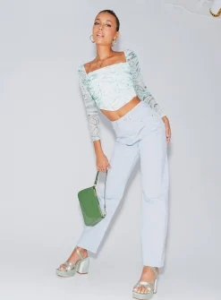 Princess Polly Livorno Straight Leg Ice Bluejeans   Denim Best Sale