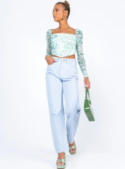 Princess Polly Livorno Straight Leg Ice Bluejeans Denim Best Sale