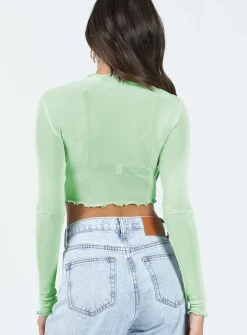 Princess Polly Livvy Long Sleeve Top Green New